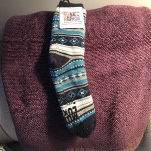 Muk Luks Navy Skid-Resistant Cozy Lined Socks